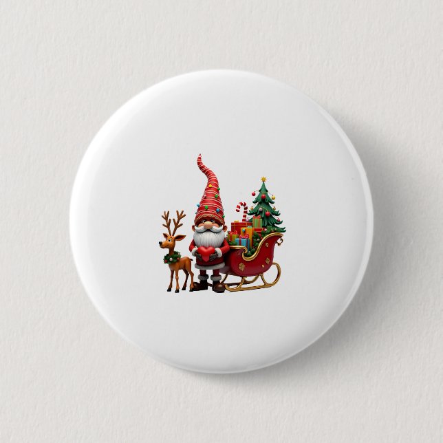 Jul Ljus Gnome Tomte På Körande Släde Hi Knapp (Framsida)