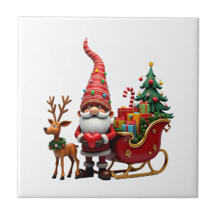 Jul Ljus Gnome Tomte Rida Släd-Hi Kakelplatta