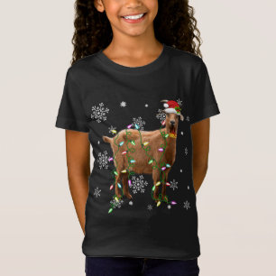 Jul Ljus Goat Älskare Funny Santa Hat Julafton F T Shirt