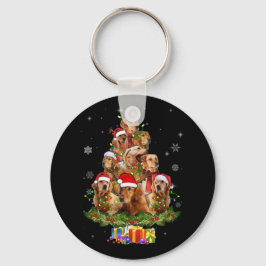 Jul Ljus Golden Santa Hat Träd Golden Nyckelring