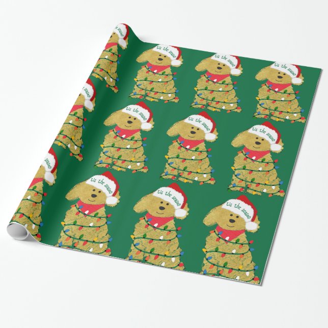 Jul Ljus Goldendoodle Presentpapper (Utrullad)