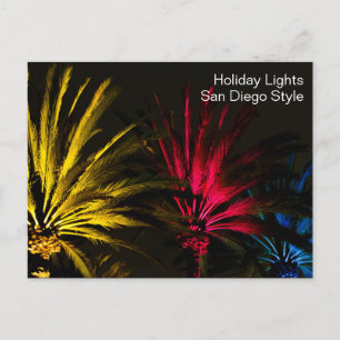Jul Ljus Handflatan Träd Helgdag San Diego Vykort