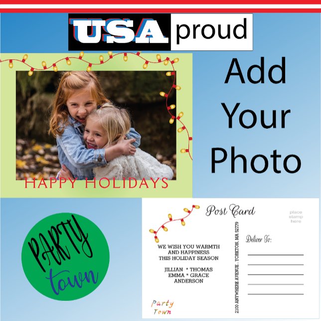 Jul Ljus Helgdag 🎄 Lime Green Photo Ram Helg Vykort (Skapare uppladdad)