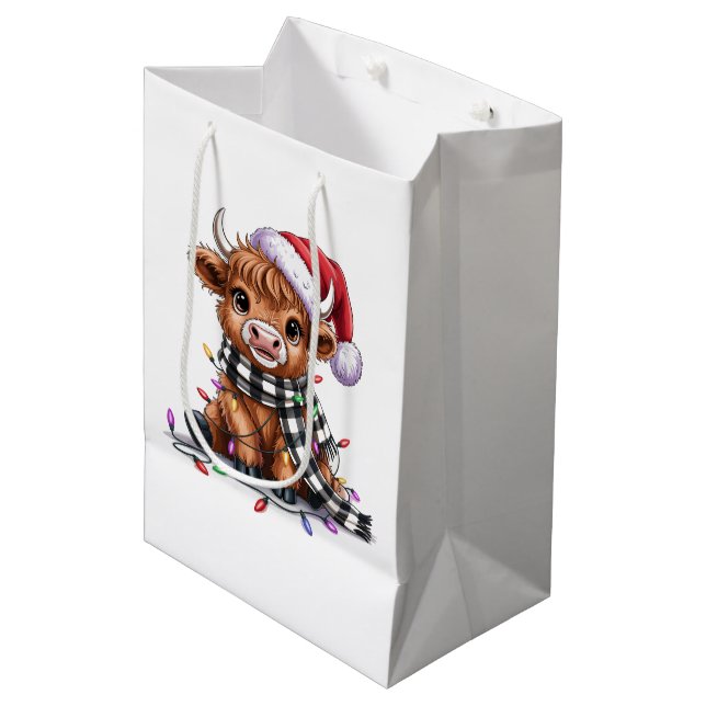 Jul Ljus Highland Cow Santa Hat (Framsidan Vinklad)