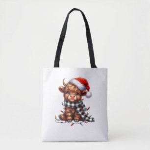 Jul Ljus Highland Cow Vintage Cute Highlan Tygkasse