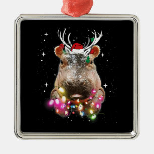 Jul Ljus Hippo Fiona Hippopotamus Älskare Julgransprydnad Metall