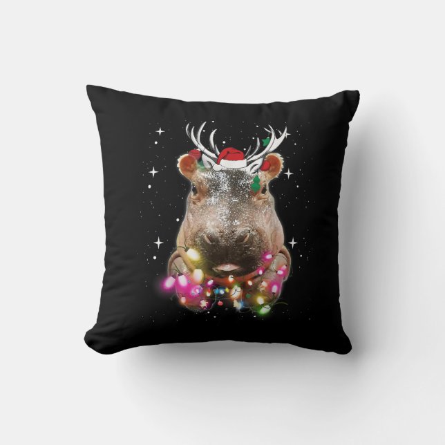 Jul Ljus Hippo Fiona Hippopotamus Älskare Kudde (Framsida)