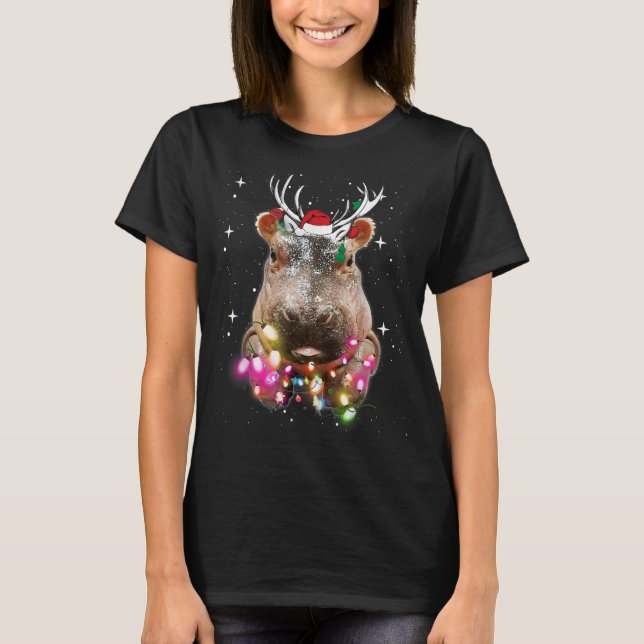 Jul Ljus Hippo Fiona Hippopotamus Älskare T Shirt (Framsida)