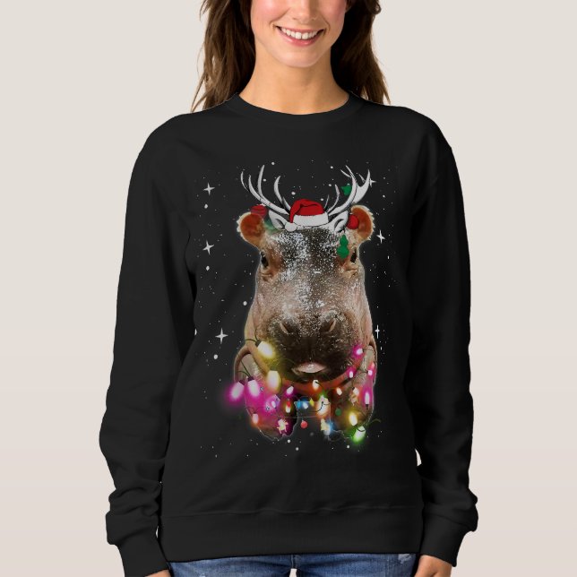 Jul Ljus Hippo Fiona Hippopotamus Älskare T Shirt (Framsida)