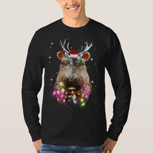 Jul Ljus Hippo Fiona Hippopotamus Älskare T Shirt (Framsida)