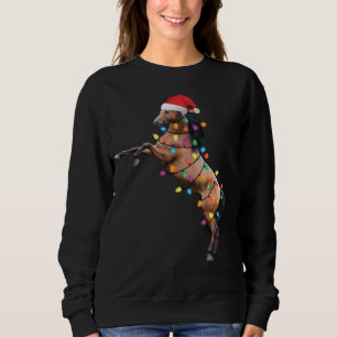 Jul Ljus Horse Santa Funny Julafton Träd Horse T Shirt