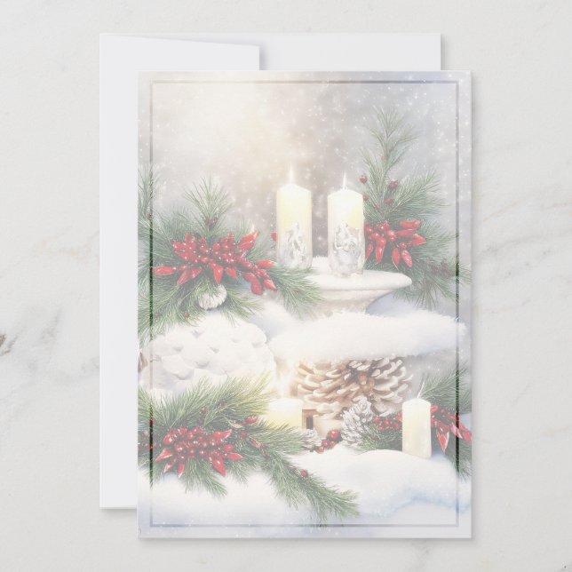 Jul ljus i snö budget  julkort (Framsida)