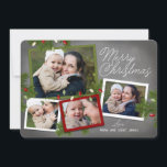 Jul Ljus | Julfoto-kort Julkort<br><div class="desc">Lägg till en varm liten bit av bondgården stil hem till dig med helgdag-post med den här juldesignen med gräs-boughs och jultomte ljus över en kalkbrädesbakgrund.</div>