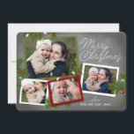 Jul Ljus | Julfoto-kort Julkort<br><div class="desc">Lägg till en varm liten bit av bondgården stil hem till dig med helgdag-post med den här juldesignen med gräs-boughs och jultomte ljus över en kalkbrädesbakgrund.</div>
