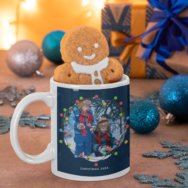 Jul Ljus Kids Photo Cute Blue Anpassningsbar Gift Kaffemugg (Skapare uppladdad)