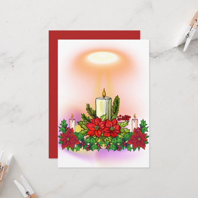 Jul Ljus Kort med Julstjärna (Fram/Back In Situ)