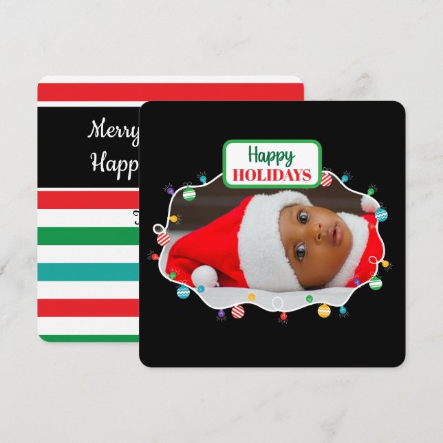 Jul-ljus (lägg till ditt eget foto)-helgdag julkort (Fram/baksida)