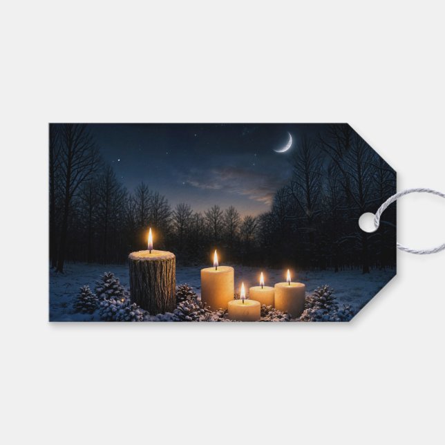 Jul ljus och månens gåva presentetikett (Framsidan (Horisontell))