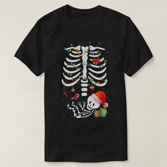 Jul-Ljus och Skeleton-Graviden T Shirt (Design framsida)