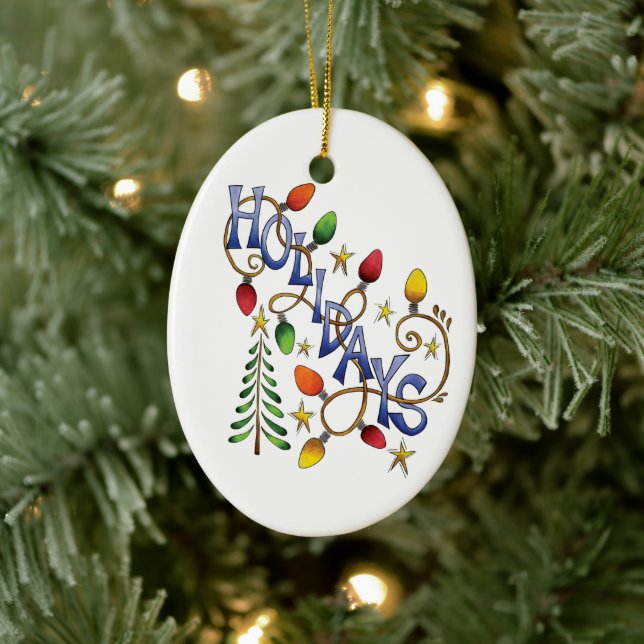 Jul-, Ljus- och stjärtkrar med Helgdag Julgransprydnad Keramik (Träd)