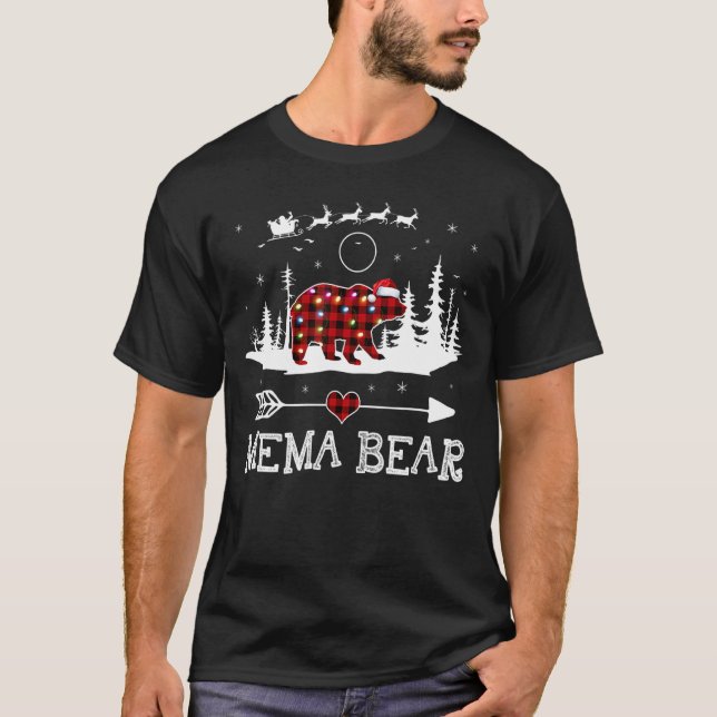 Jul Ljus Pajama Matcha röd Plade Mema T Shirt (Framsida)