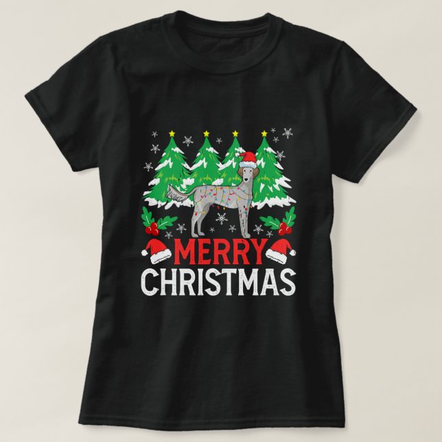 Jul Ljus Persian Greyhound xmass Hund älskare T Shirt (Design framsida)