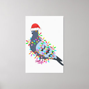 Jul Ljus Pigeon Wearing Julafton Hat - Pigeon Canvastryck