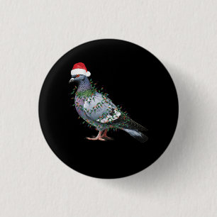 Jul Ljus Pigeon Wearing Julafton Santa Hat Gris Knapp