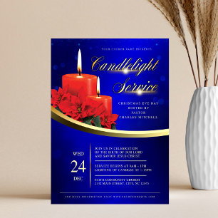 Jul Ljus Poinsettia Blå Kyrka Reklamblad