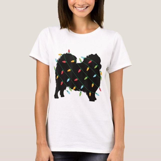 Jul Ljus Pommern Cute Gift för Hund Kärlek T Shirt (Framsida)