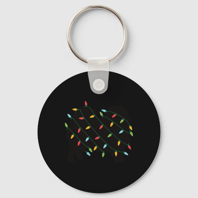 Jul Ljus Pommern Cute Gift for Hund Lov Nyckelring (Framsida)