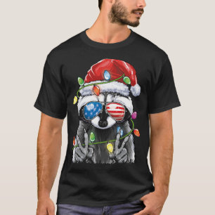 Jul Ljus Raccoon Santa Funny jul Tre T Shirt