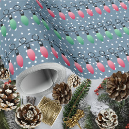 Jul Ljus-Red Grönt-Natten Snö Presentpapper