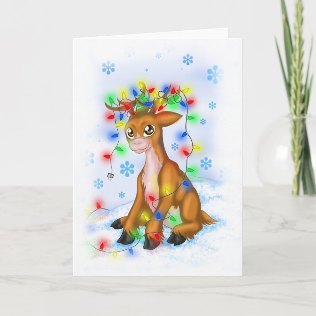 Jul Ljus Reindeer Helgkort (Framsida)