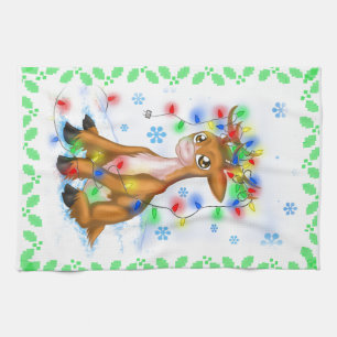 Jul Ljus Reindeer Kökshandduk
