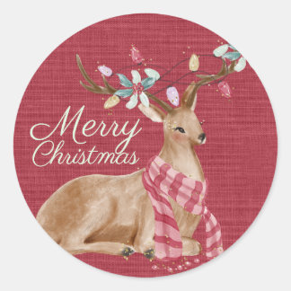 Jul Ljus Reindeer Runt Klistermärke