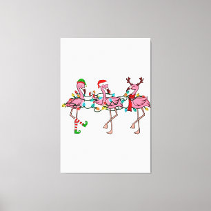 Jul Ljus Rosa Flamingo Santa Hat Helgdag X Canvastryck