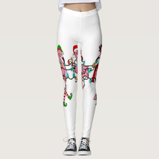 Jul Ljus Rosa Flamingo Santa Hat Helgdag X Leggings