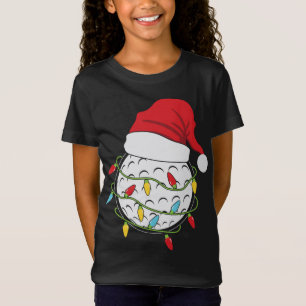 Jul Ljus Santa Hat Golf Boll Funny Iports T Shirt