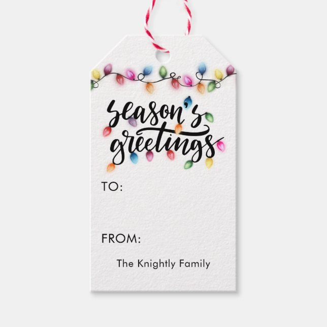 Jul Ljus Säsonhälsningar TILL FRÅN Presentetikett (Framsidan)