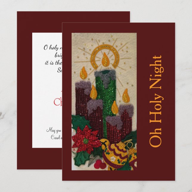 Jul ljus sekvens sy holly  julkort (Fram/baksida)