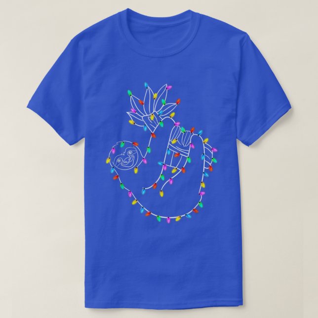 Jul Ljus Sloth Julafton Fairy Ljus Funny T Shirt (Design framsida)