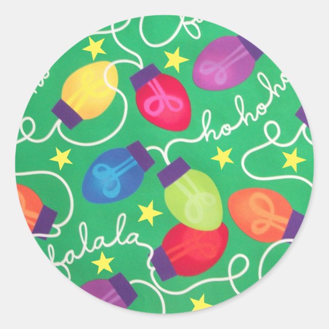 Jul Ljus Sticker Runt Klistermärke (Framsida)