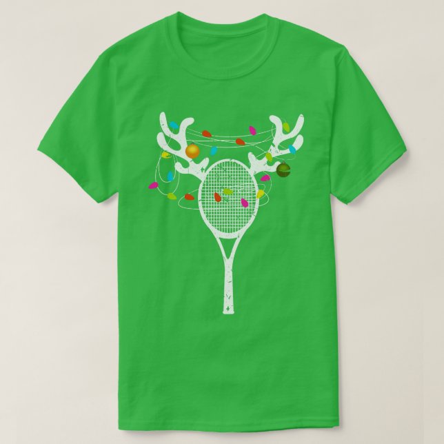 Jul Ljus Tennis Racket Funny Julafton T Shirt (Design framsida)
