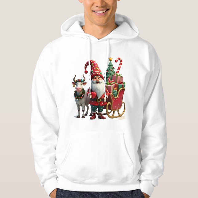 Jul Ljus Tomte Jultomte Ridder Sled Hög Hoodie (Framsida)