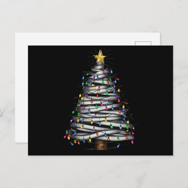 Jul Ljus Träd Högtid  Helg Vykort (Fram/baksida)