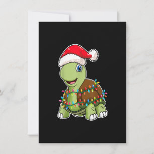 Jul Ljus Turtle Wearing Julafton Hat - Sea Tur Inbjudningar