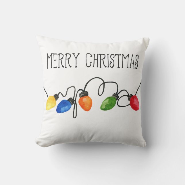 Jul Ljus - Winter Watercolor Pillow Kudde (Framsida)