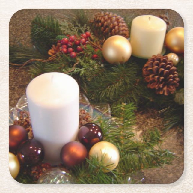Jul ljusstakar arrangemang underlägg papper kvadrat (Framsidan)