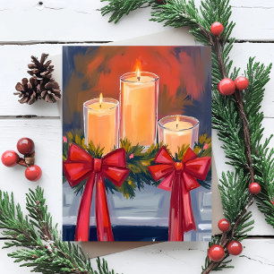 Jul ljusstake akvarellmålning helg vykort